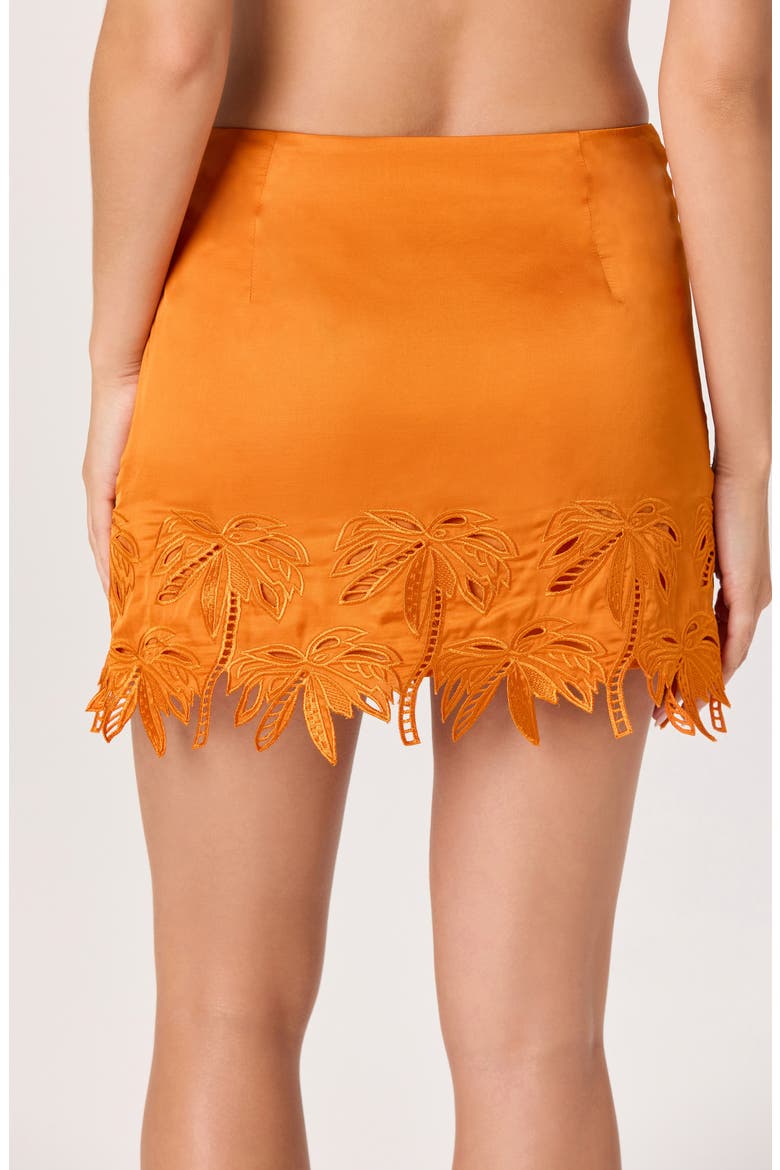 Dawn Lace Detail Matte Satin Miniskirt, Alternate, color, SUNSET