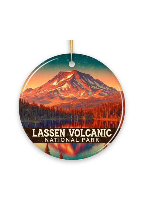 Lassen Volcanic Fiery Peak Reflection Ceramic Ornament