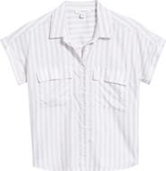 beachlunchlounge Kaiana Stripe Short Sleeve Button-Up Shirt