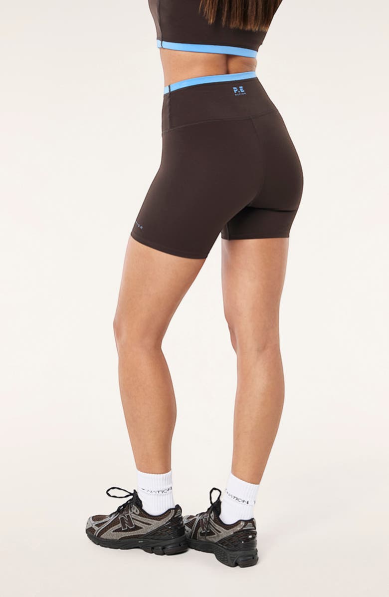 P.E Nation Stellar Bike Shorts, Alternate, color, Coffee/ Marina