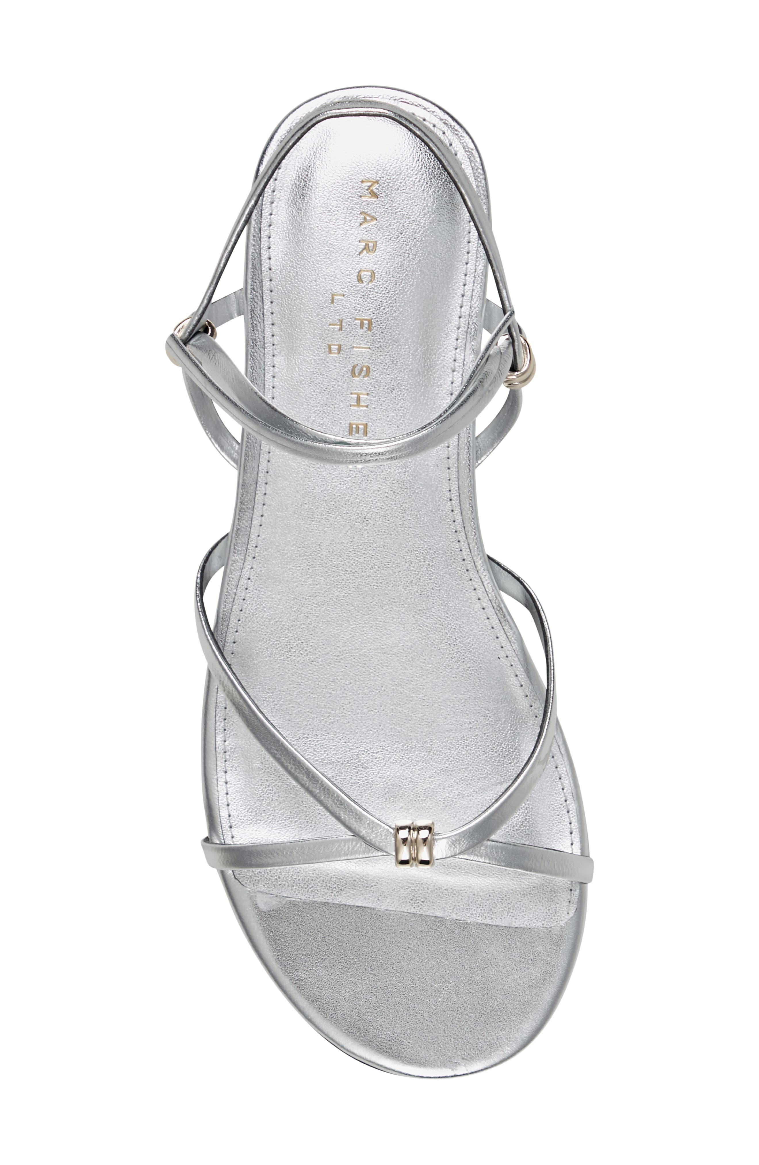 Marc Fisher LTD Este Ankle Wrap Sandal, Alternate, color, Silver