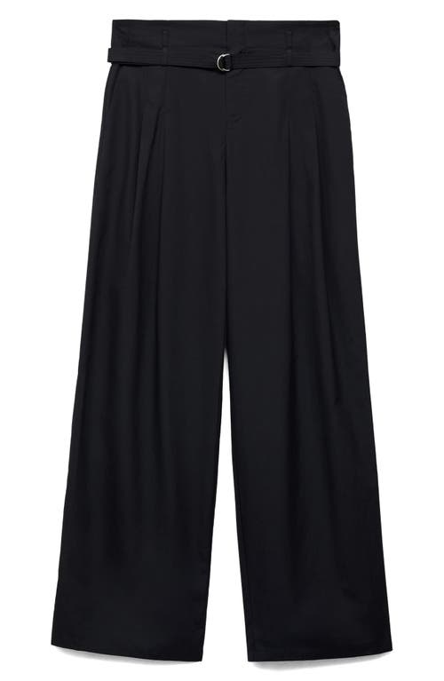 Mango Belted Cotton Wide Leg Pants