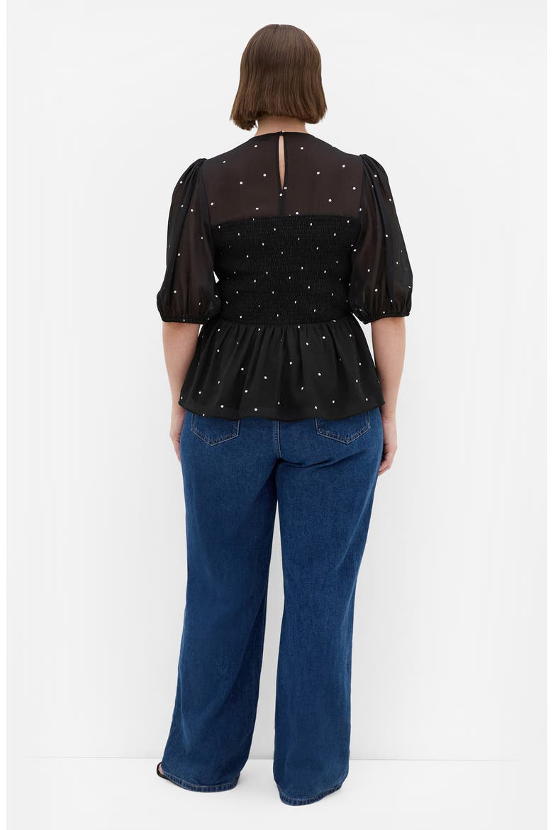 Esther Peplum Top, Alternate, color, IVORY SPOT