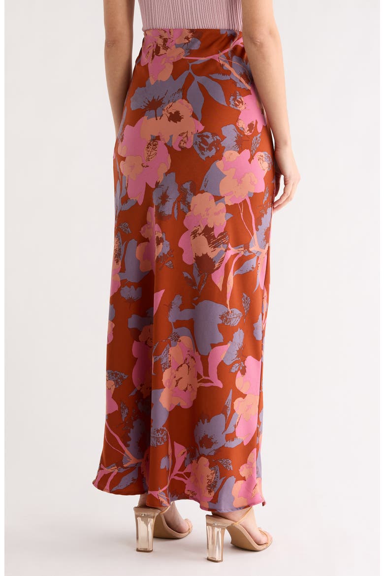 Floral Satin Maxi Skirt, Alternate, color, RUST