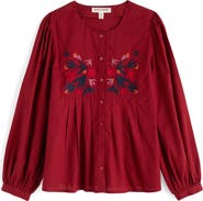 Seasalt Cornwall Thornapple Embroidered Balloon Sleeve Organic Cotton Top