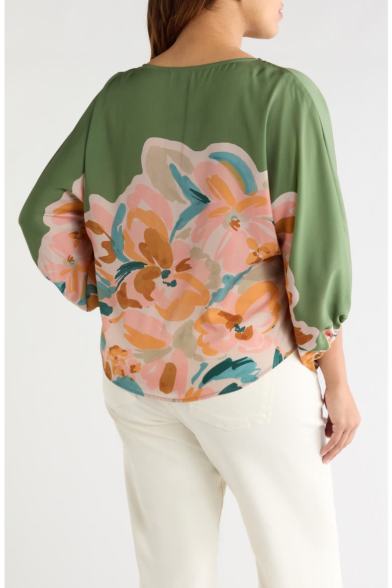 Abstract Floral Peasant Sleeve Top, Alternate, color, BASIL MULTI