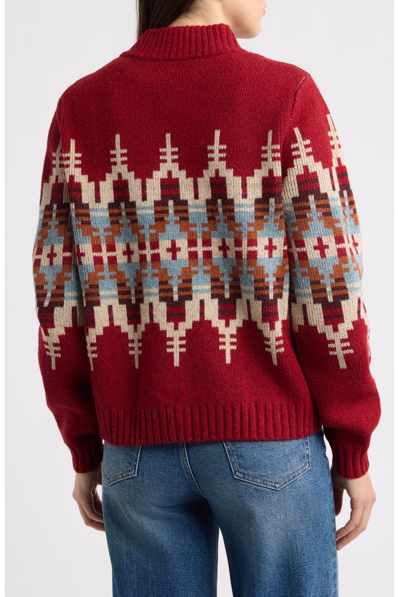 Jacquard Zip-Up Cardigan, Main, color, CHILI RED MULTI