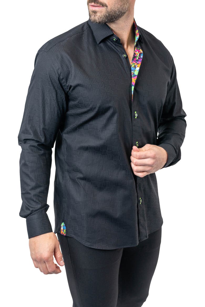 Fibonacci Lego 09 Contemporary Fit Button-Up Shirt, Alternate, color, BLACK