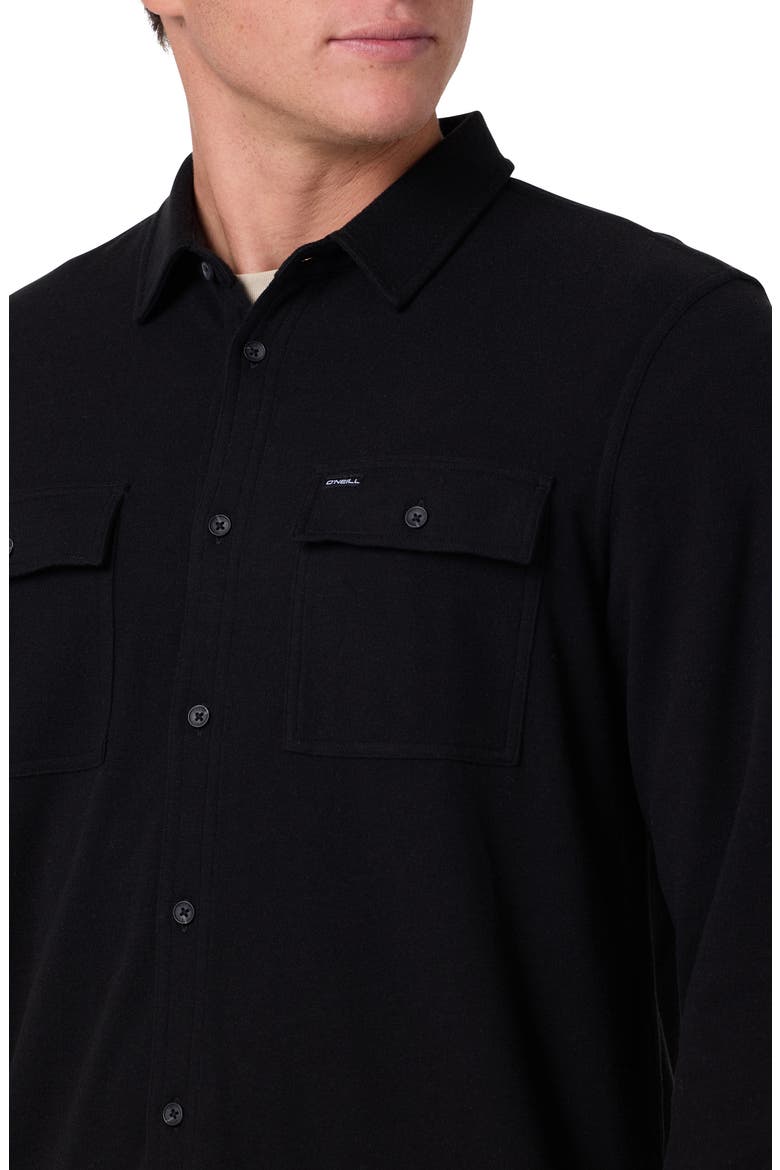 Sutton Solid Stretch Flannel Button-Up Shirt, Alternate, color, BLACK