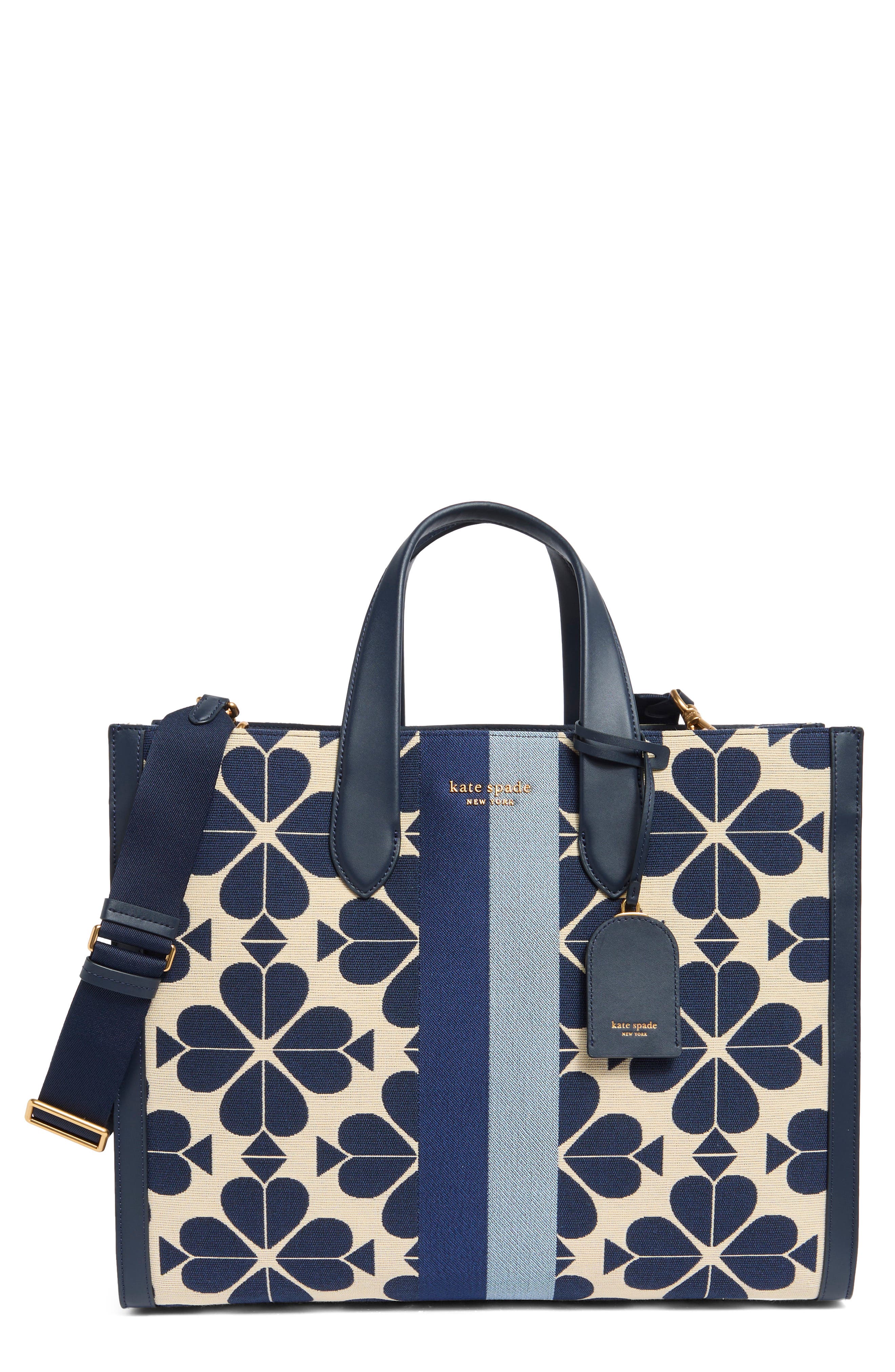Kate Spade New York oversize spade flower jacquard stripe manhattan tote bag, Main, color, 