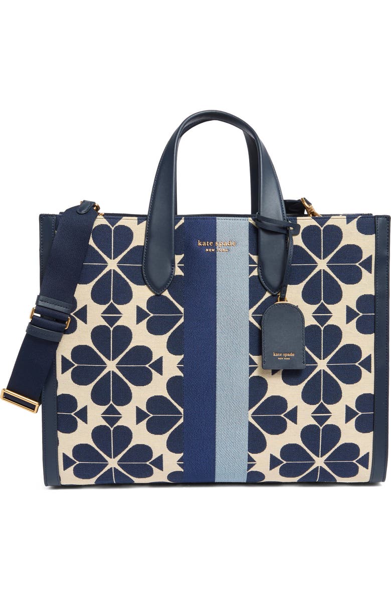 Kate Spade New York oversize spade flower jacquard stripe manhattan tote bag, Main, color,
