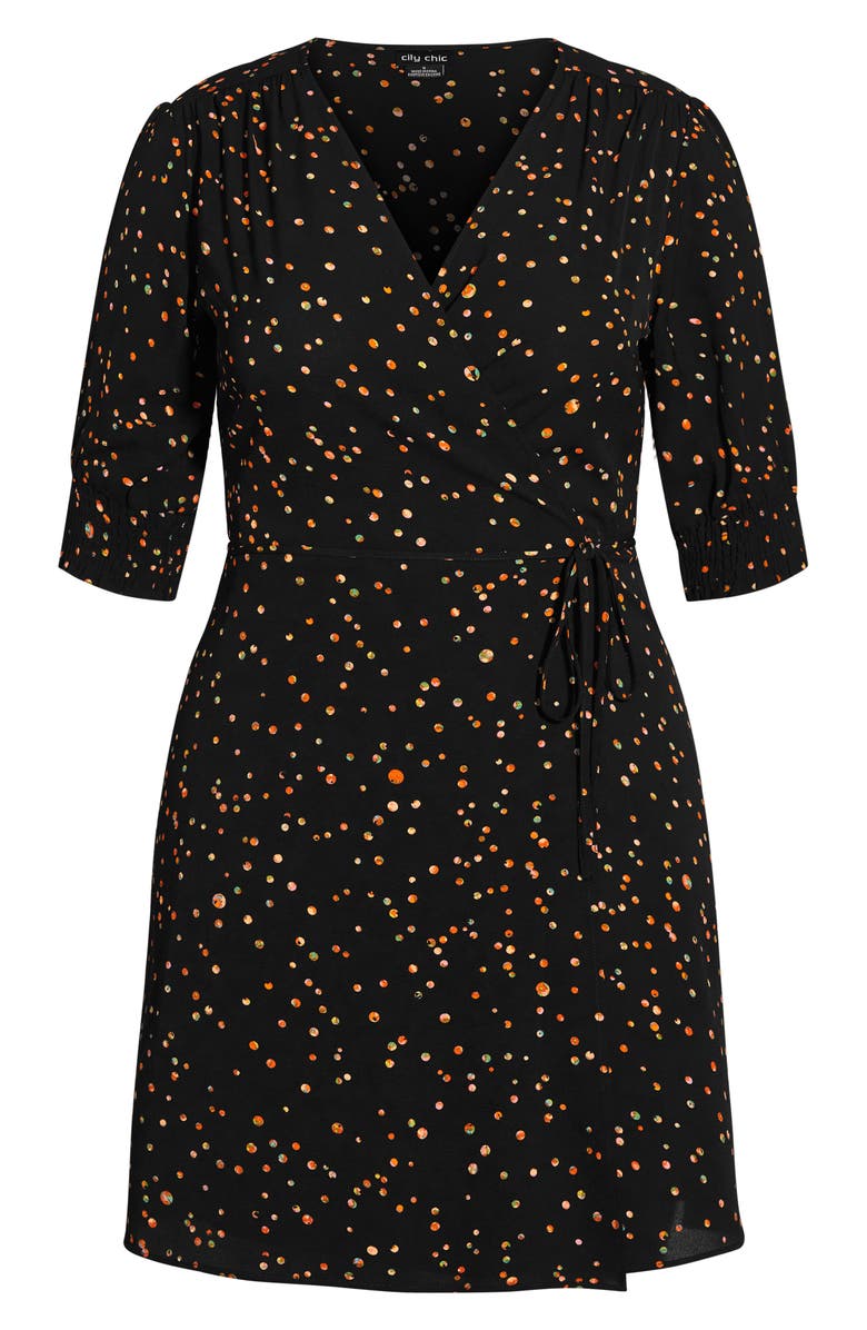 City Chic Prism Puzzle Print Faux Wrap Dress, Alternate, color, 