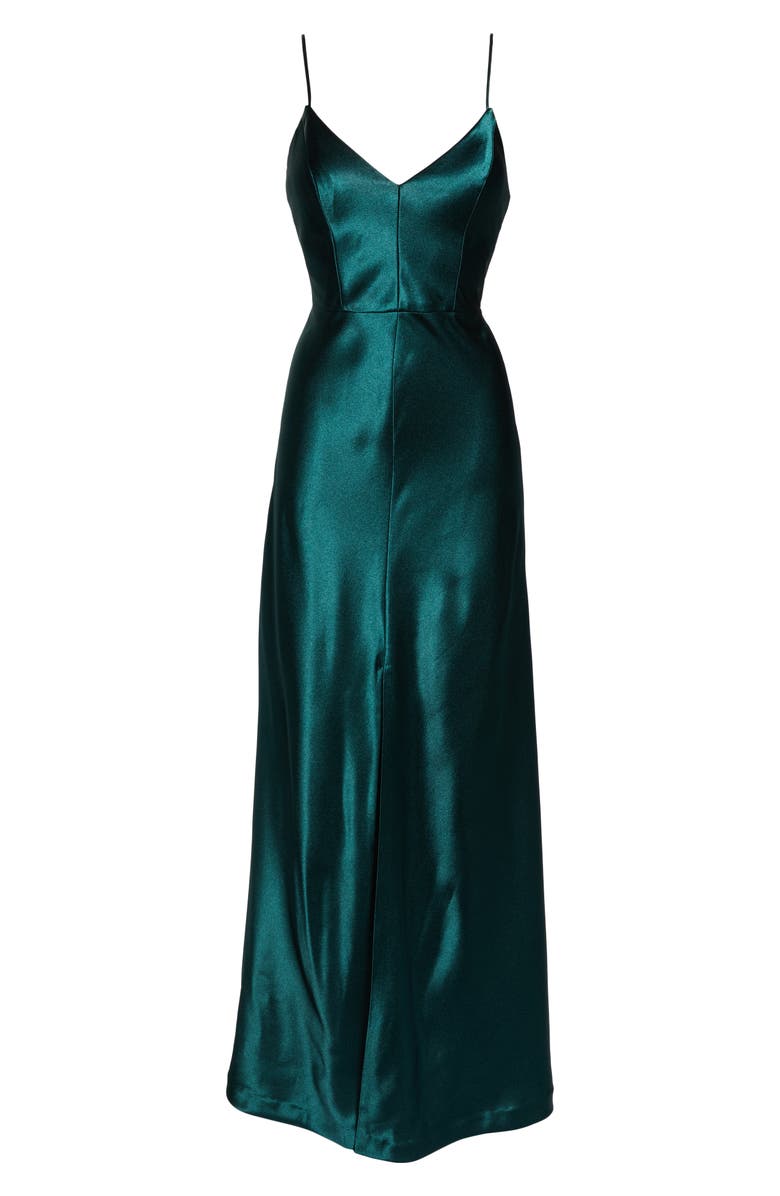 Jenny Yoo Dina V-Neck Satin Crepe Gown, Alternate, color,