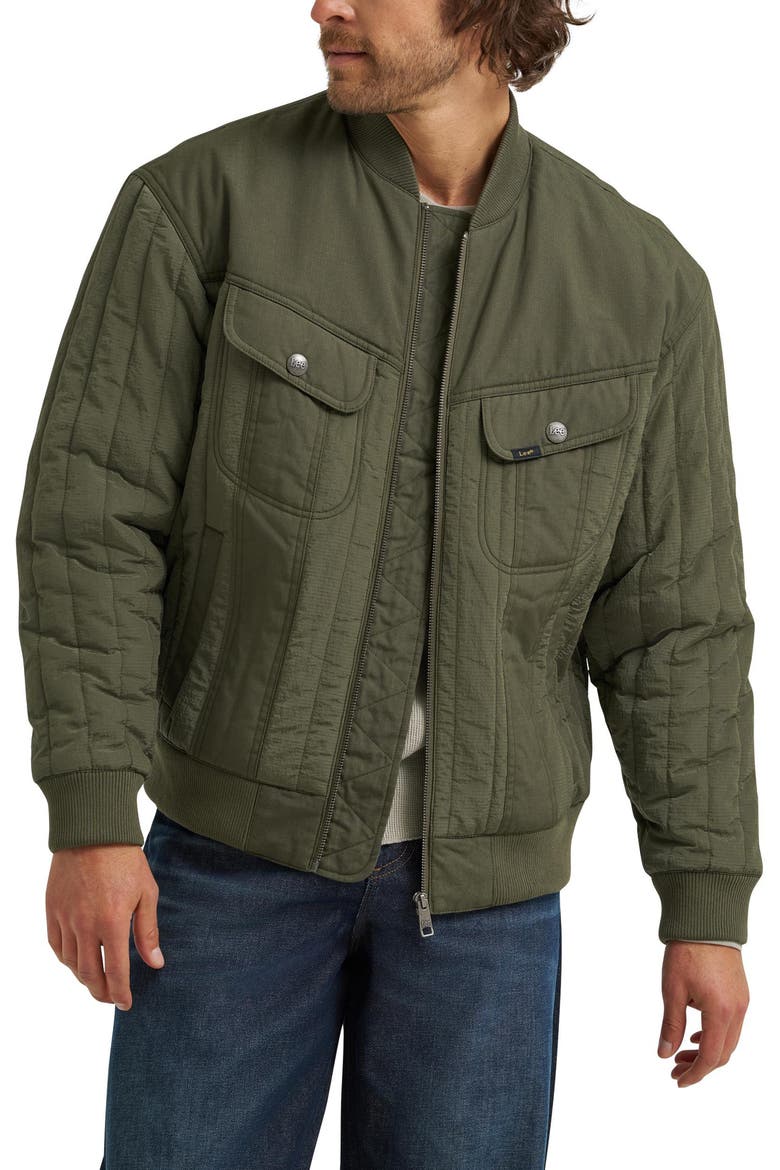 Quilted Ripstop Jacket, Main, color, OAK MOSS