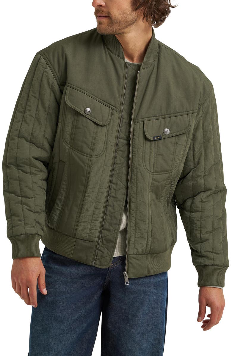 Lee Quilted Ripstop Jacket, Main, color, Oak Moss