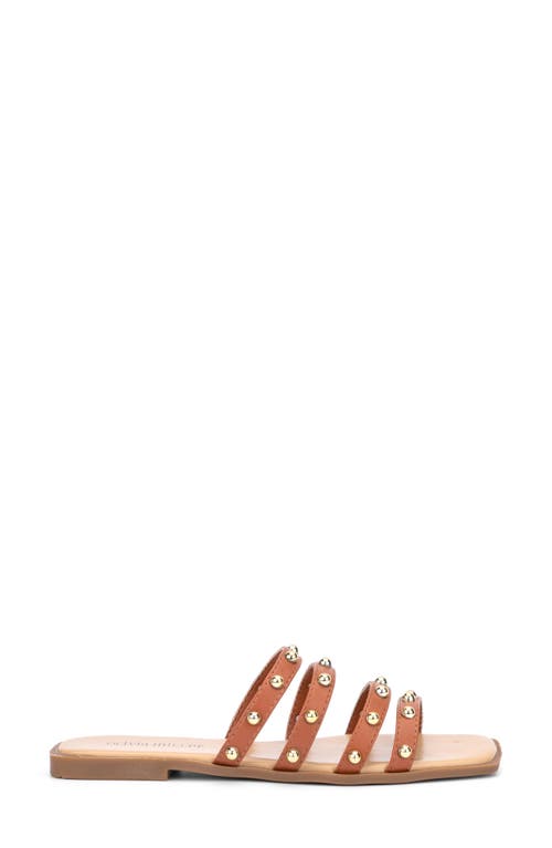 Olivia Miller Heidi Cabochon Stud Slide Sandal In Cognac