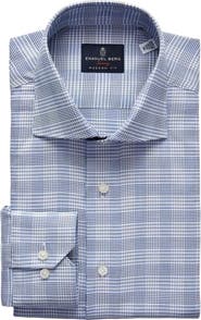 Emanuel Berg Modern Fit Check Cotton Dress Shirt