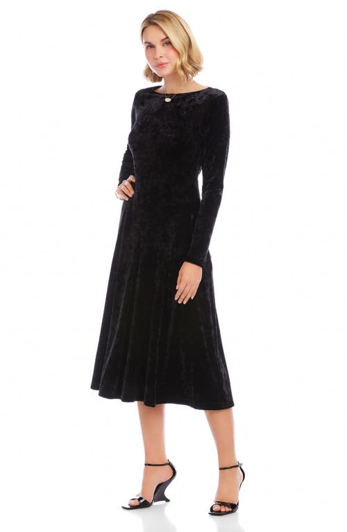 Karen Kane Kate Long Sleeve Crushed Velvet Midi Dress In Black