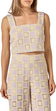 English Factory Crochet Inset Crop Top