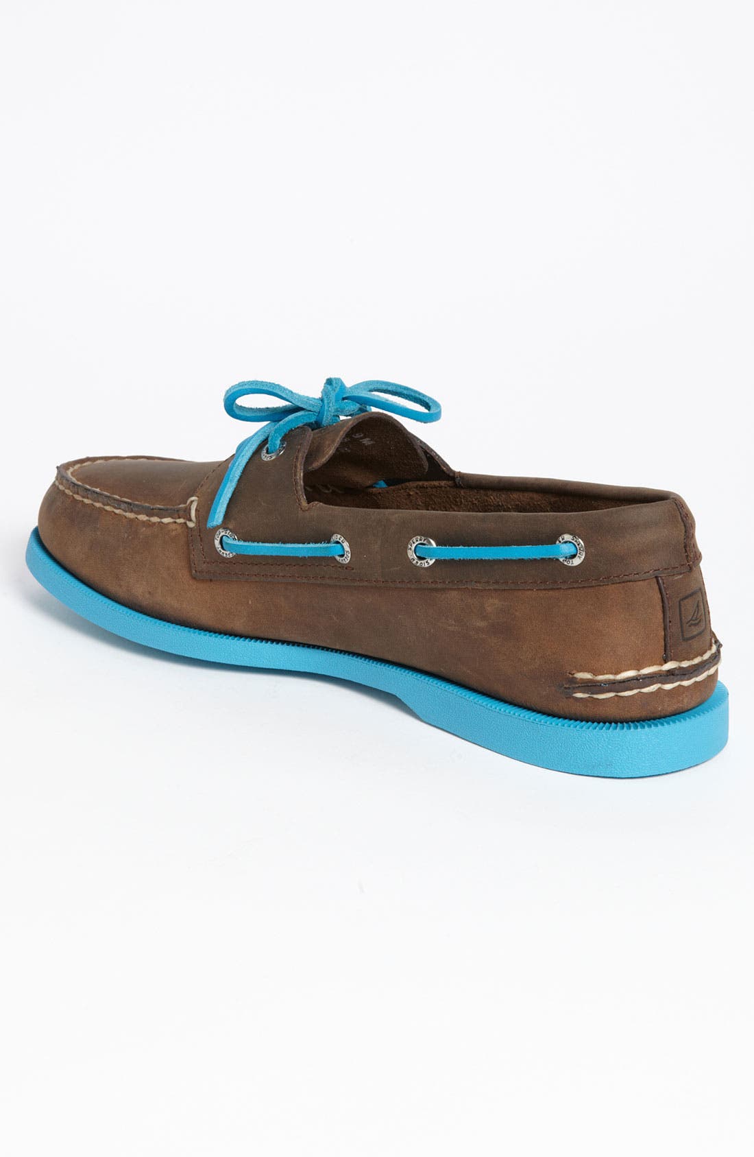 Sperry Top-Sider® 'Authentic Original 2-Eye' Boat Shoe, Alternate, color, DARK BROWN/ NEON BLUE