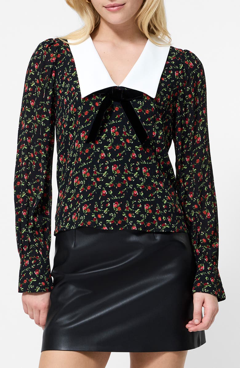 French Connection Yasmin Floral Collared Long Sleeve Top, Main, color, Black Julia Ditsy Bl