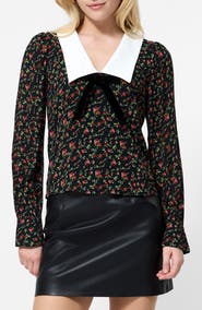 French Connection Yasmin Floral Collared Long Sleeve Top