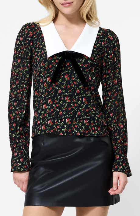 French Connection Yasmin Floral Collared Long Sleeve Top