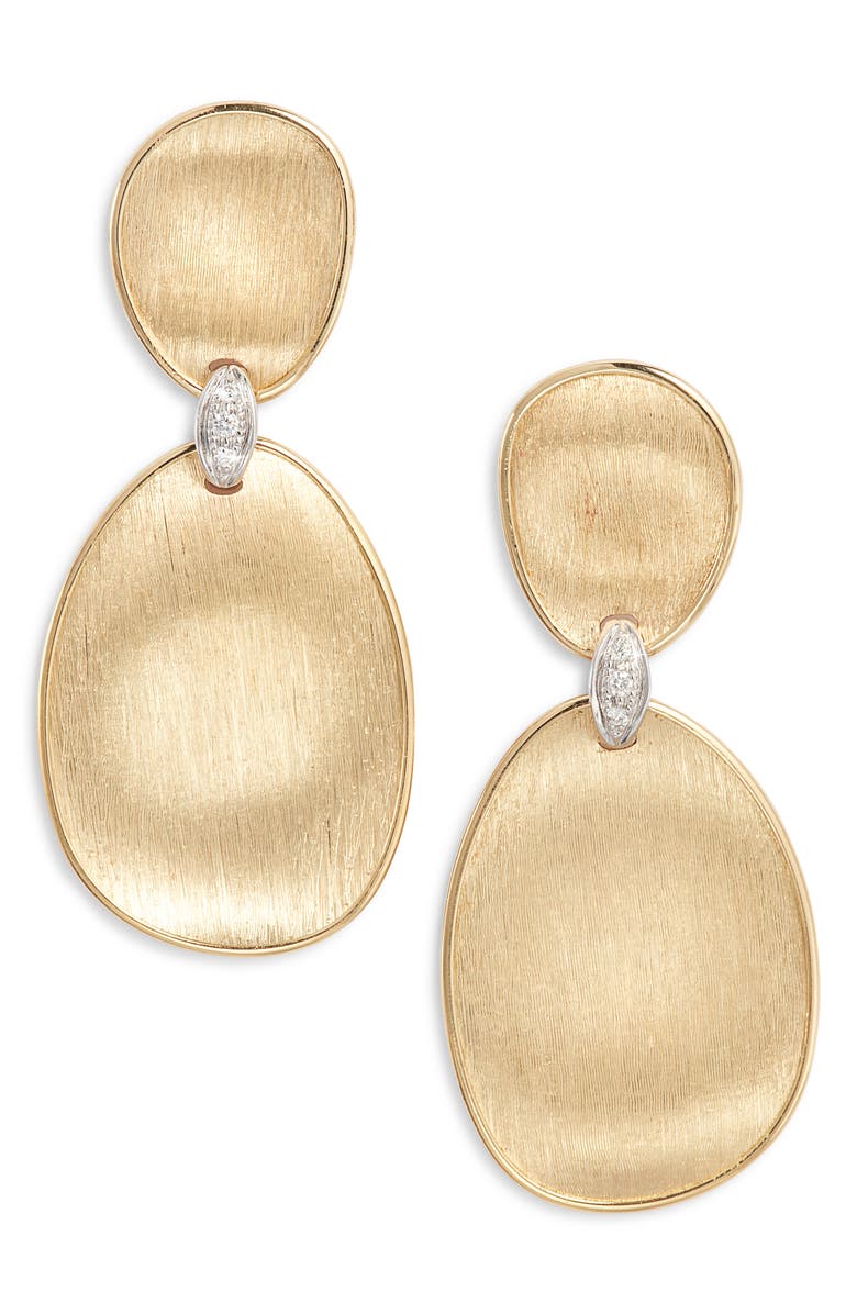 Marco Bicego Lunaria Diamond Drop Earrings, Main, color, Yellow/White Gold