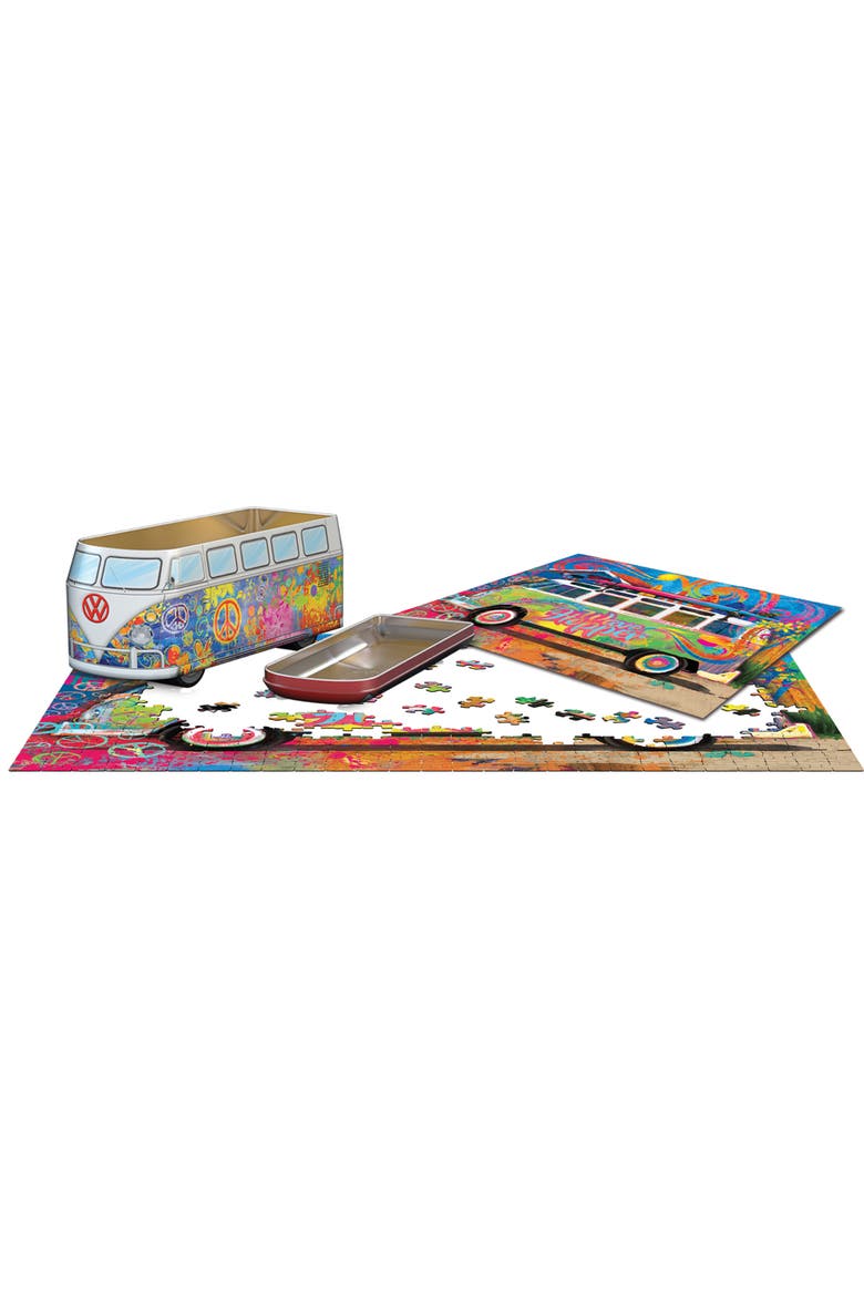 VW Wave Hopper Bus Shaped Tin Puzzle, 550pcs, Alternate, color, Multicolored