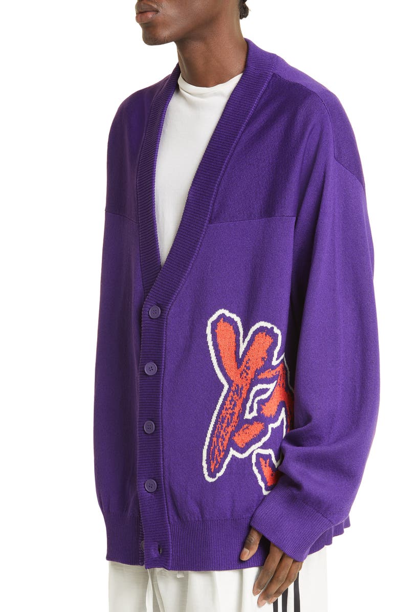 Y-3 Intarsia Logo Oversize Cardigan, Alternate, color, 