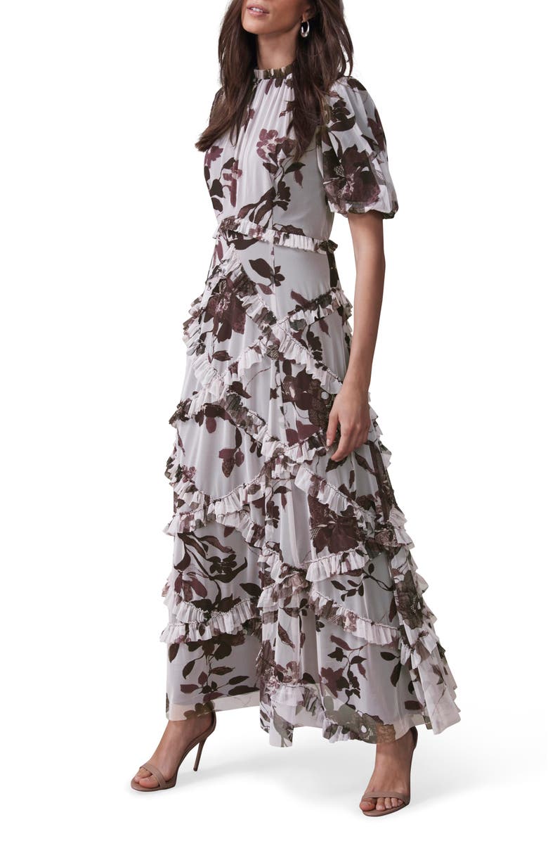 MINT VELVET Floral Printed Maxi Dress, Alternate, color, Burgundy