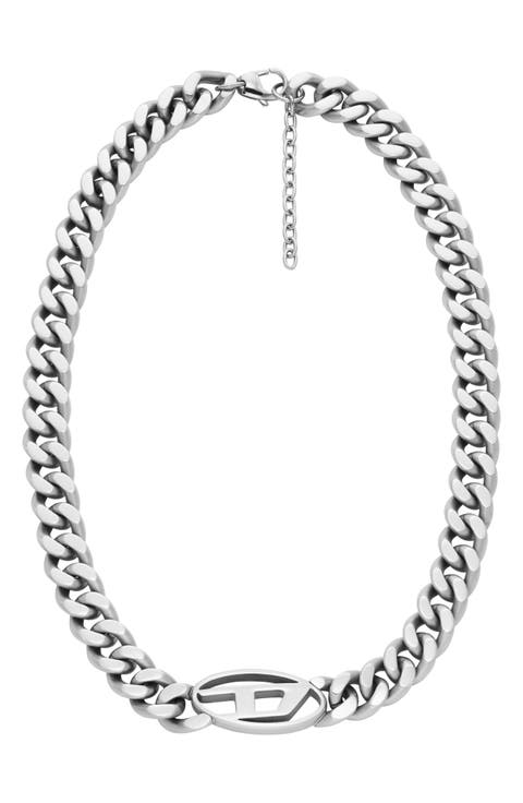 Oval D Enamel Chain Choker Necklace