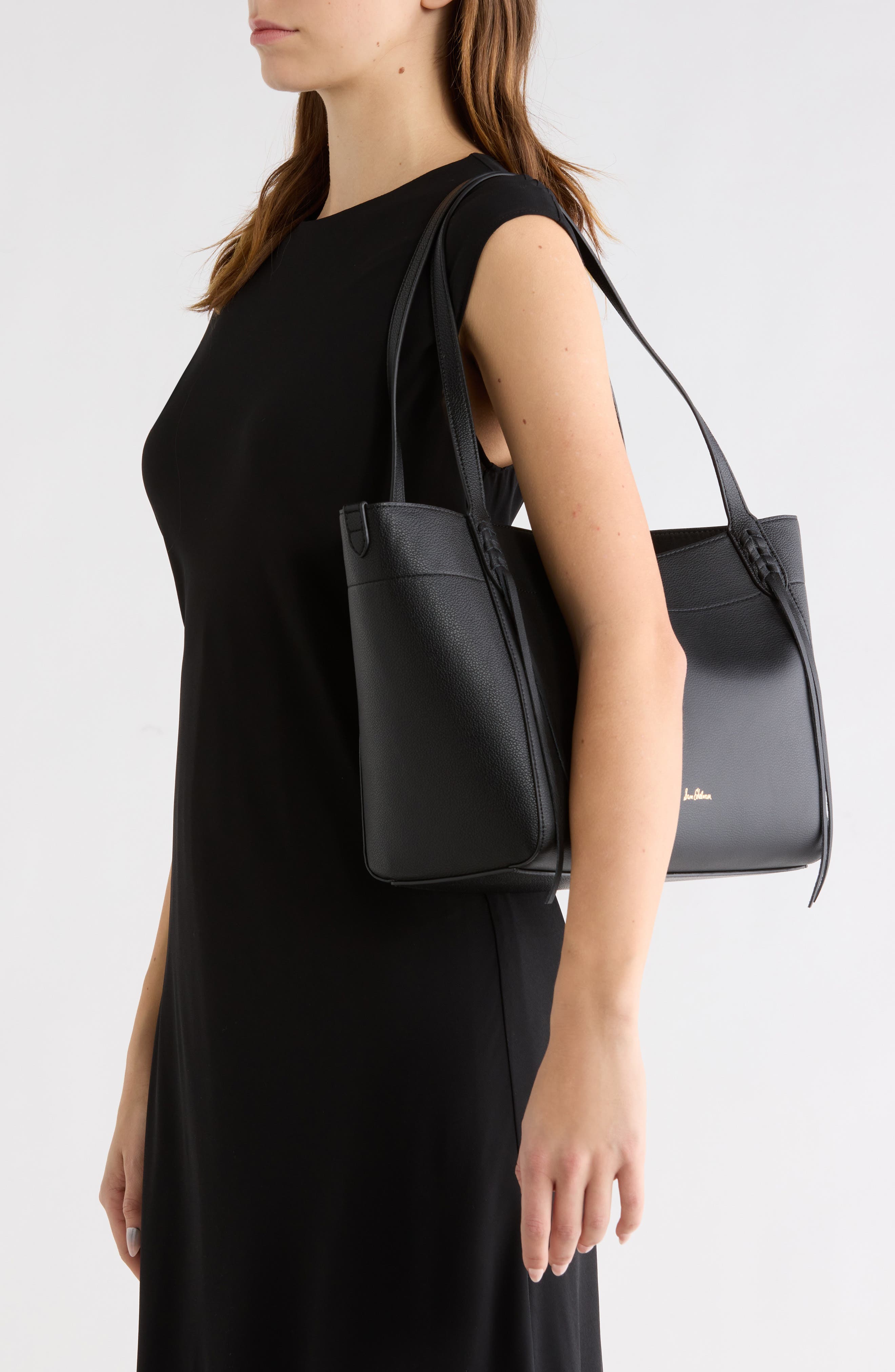 Sam Edelman Hellen Pebbled Leather Tote Bag, Alternate, color, Black