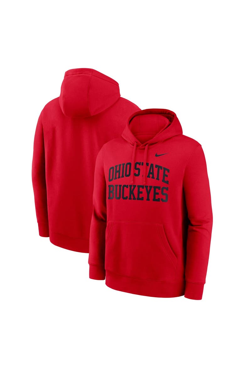 Men's Nike  Scarlet Ohio State Buckeyes Primetime Arched Club Fleece Pullover Hoodie, Main, color, Scarlet