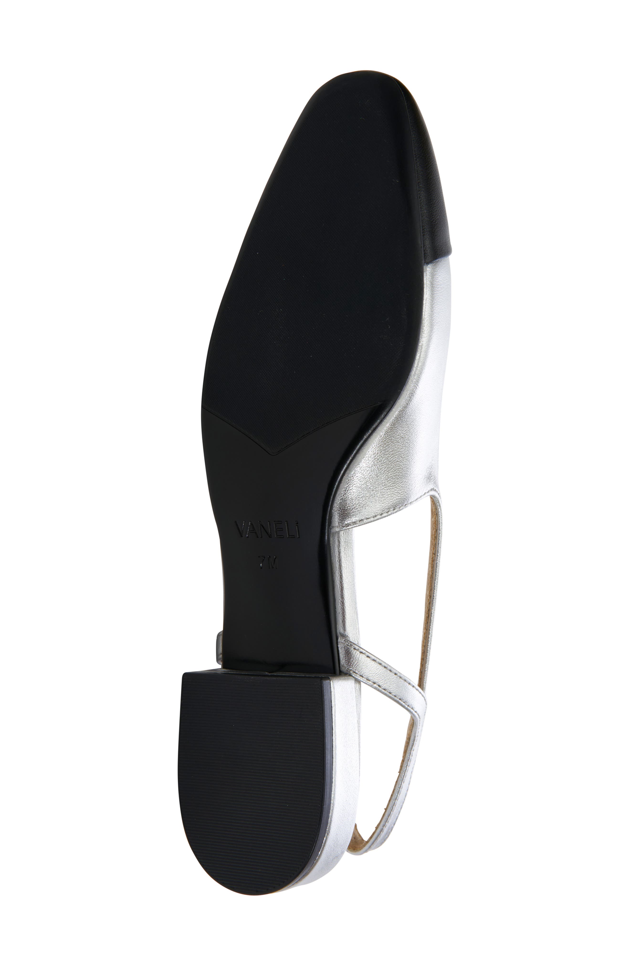 VANELi Tisha Cap Toe Slingback Flat, Alternate, color, Silver