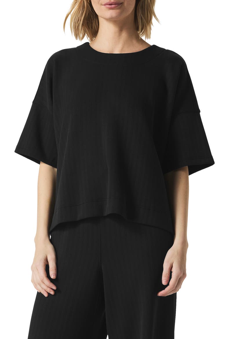 x @cellajaneblog Oversize Rib Scuba Knit T-Shirt, Main, color, BLACK
