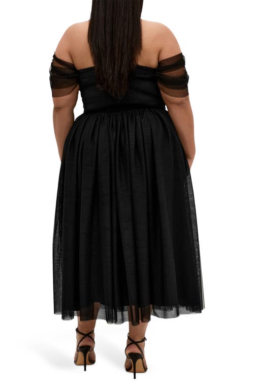 City Chic Lulu Off The Shoulder Tulle Midi Dress