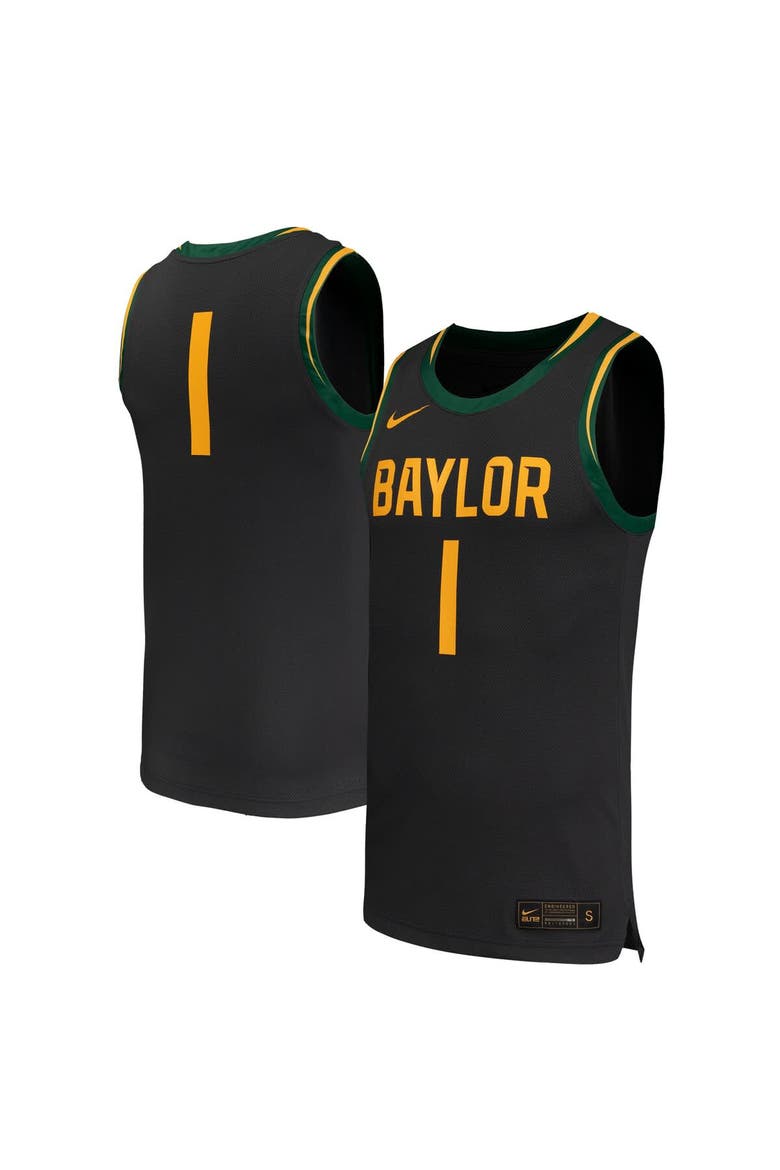 Men's Nike #1 Black Baylor Bears Replica Basketball Jersey, Main, color, Black