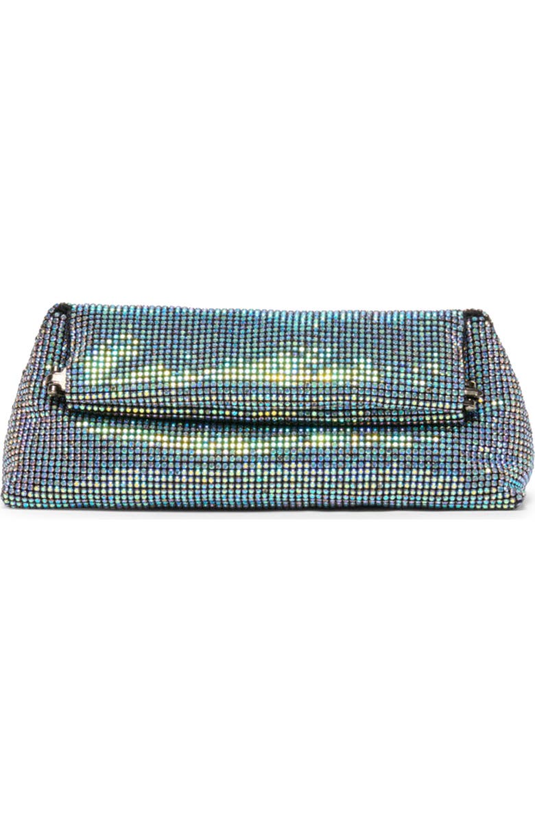Dolce Vita Akila Crystal Mesh Foldover Clutch, Main, color, Blue