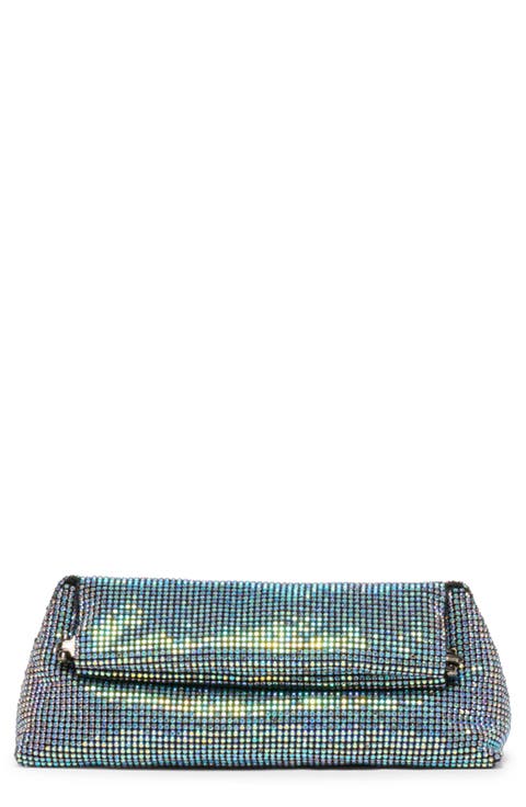 Akila Crystal Mesh Foldover Clutch