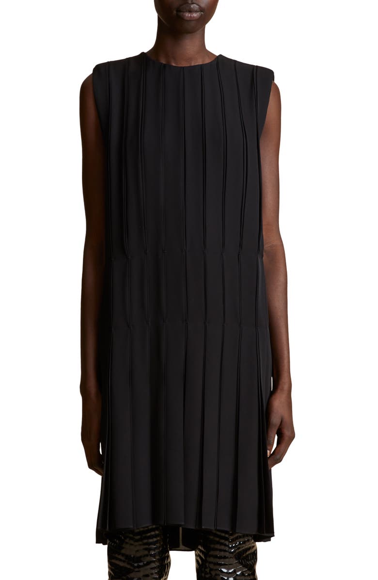 Khaite Blaz Pleated Silk Georgette Shift Dress, Alternate, color, 
