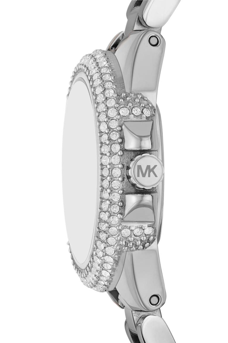 Petite Camille Pavé Bezel Bracelet Watch, 26mm, Alternate, color, SILVER