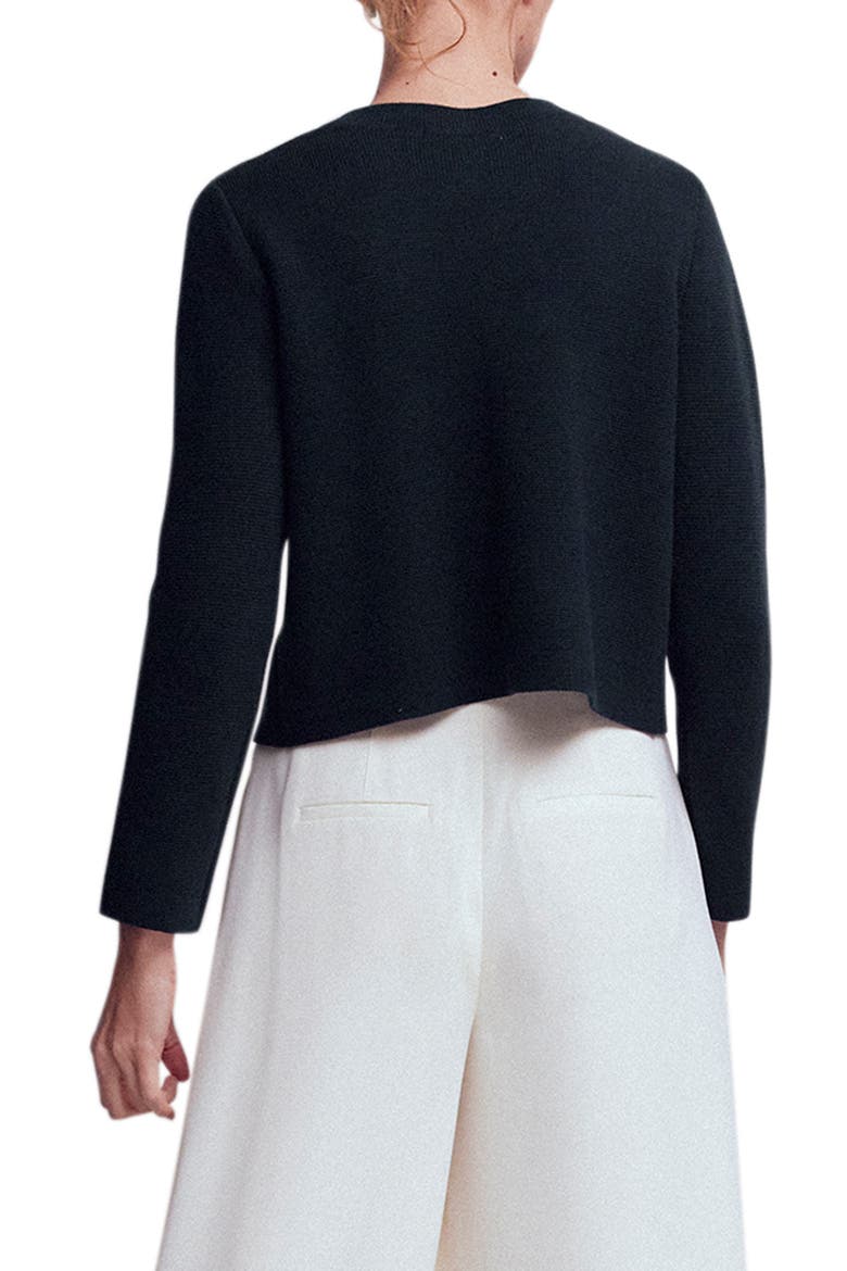 Crystal Embellished Crop Cotton Cardigan, Alternate, color, NAVY