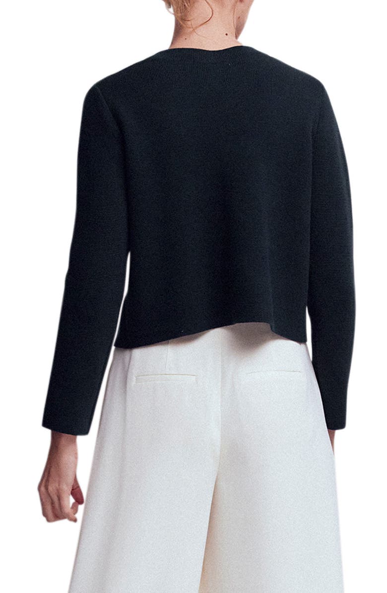 Boden Crystal Embellished Crop Cotton Cardigan, Alternate, color, Navy