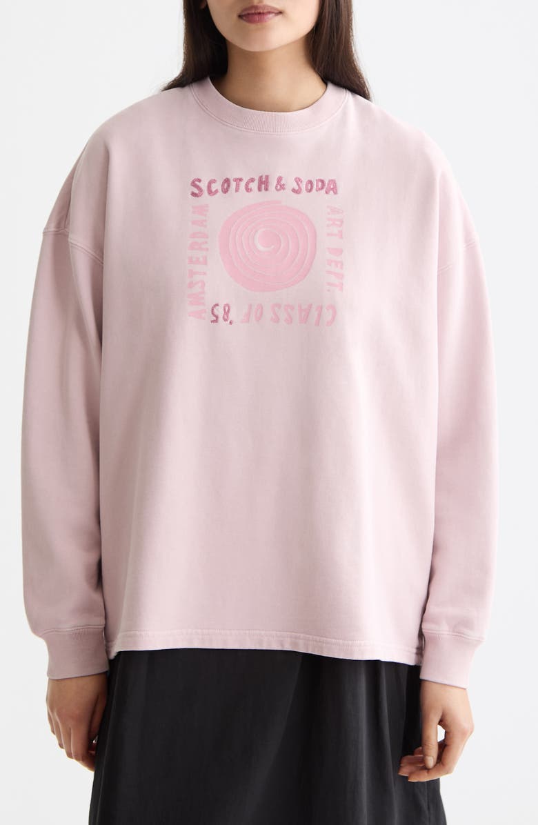 Scotch & Soda Embroidered Oversize Sweatshirt, Main, color, Burnished Lilac