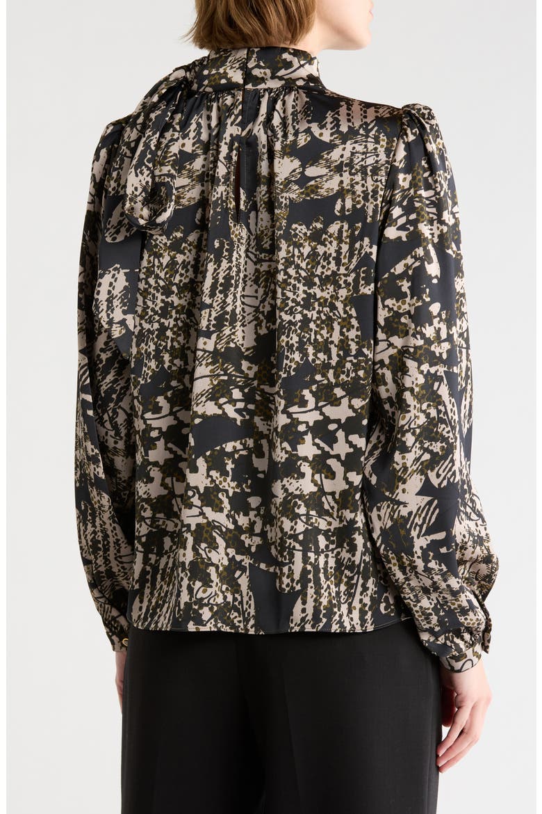 Livia Tie Neck Long Sleeve Top, Alternate, color, BLACK MULTI
