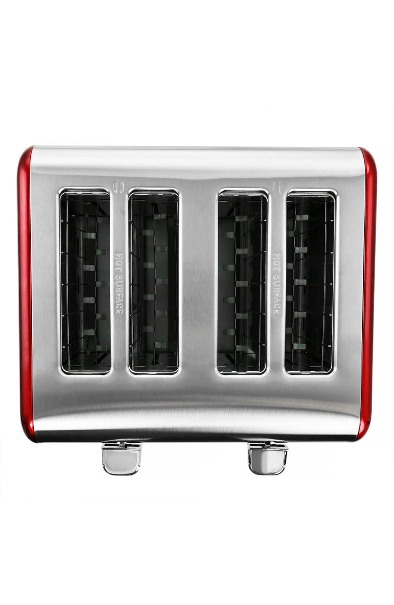 Megachef 4 Slice Toaster in Stainless Steel Red, Alternate, color,