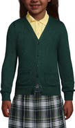 Lands' End School Uniform Girls Cotton Modal Button Front Cardigan Sweater