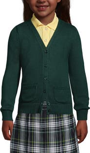 Lands' End School Uniform Girls Cotton Modal Button Front Cardigan Sweater
