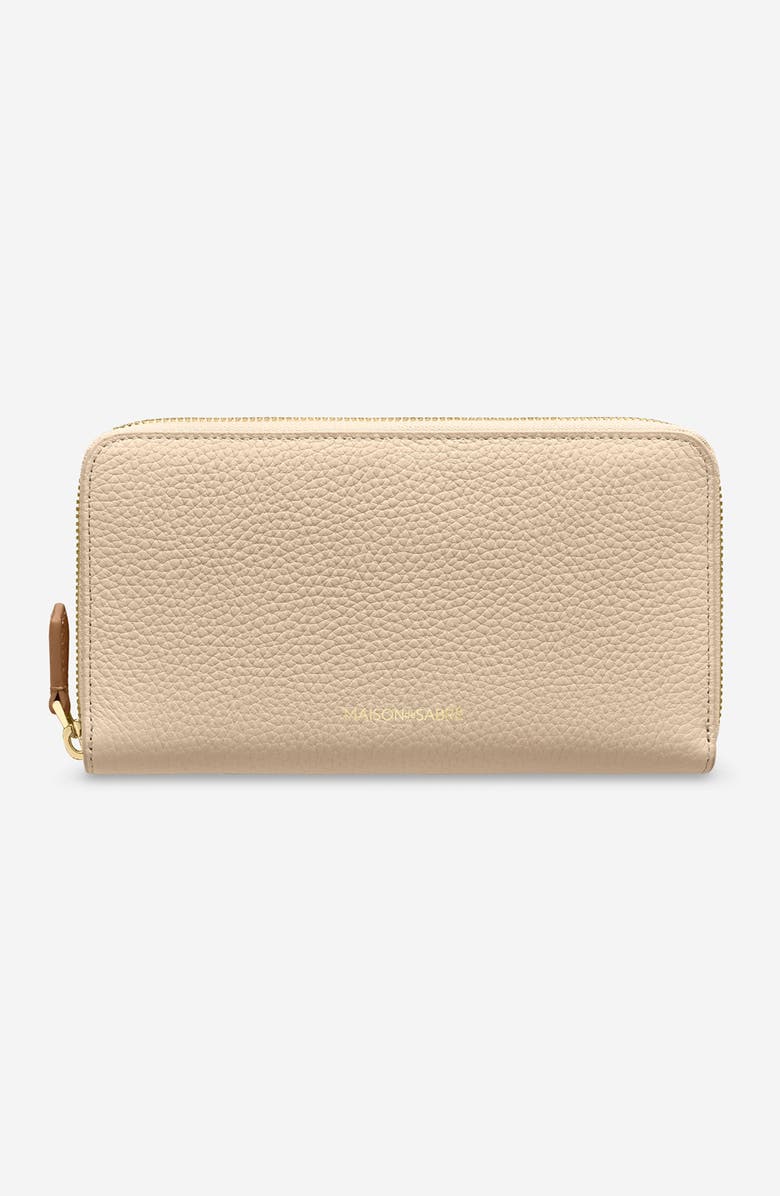 MAISON de SABRÉ Long Leather Zip Wallet, Main, color, Saharan Brown